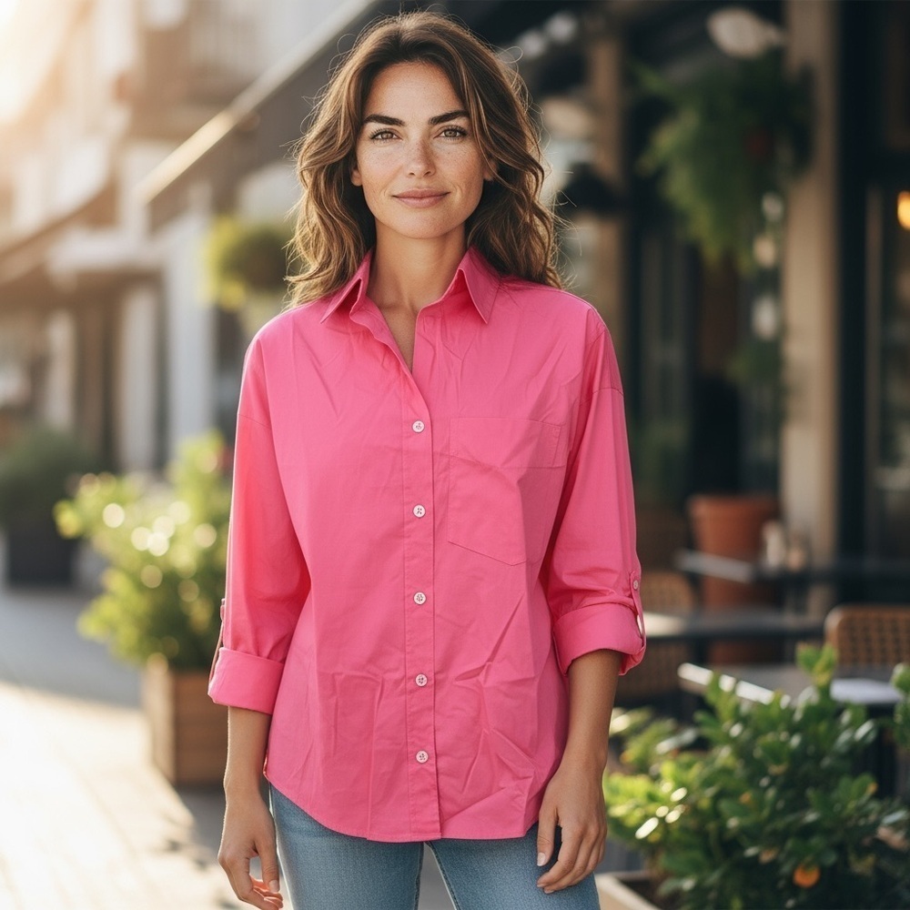 Fashion Nova Oversized Poplin Shirt - Pink
New